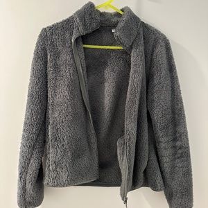 Green sherpa zip-up